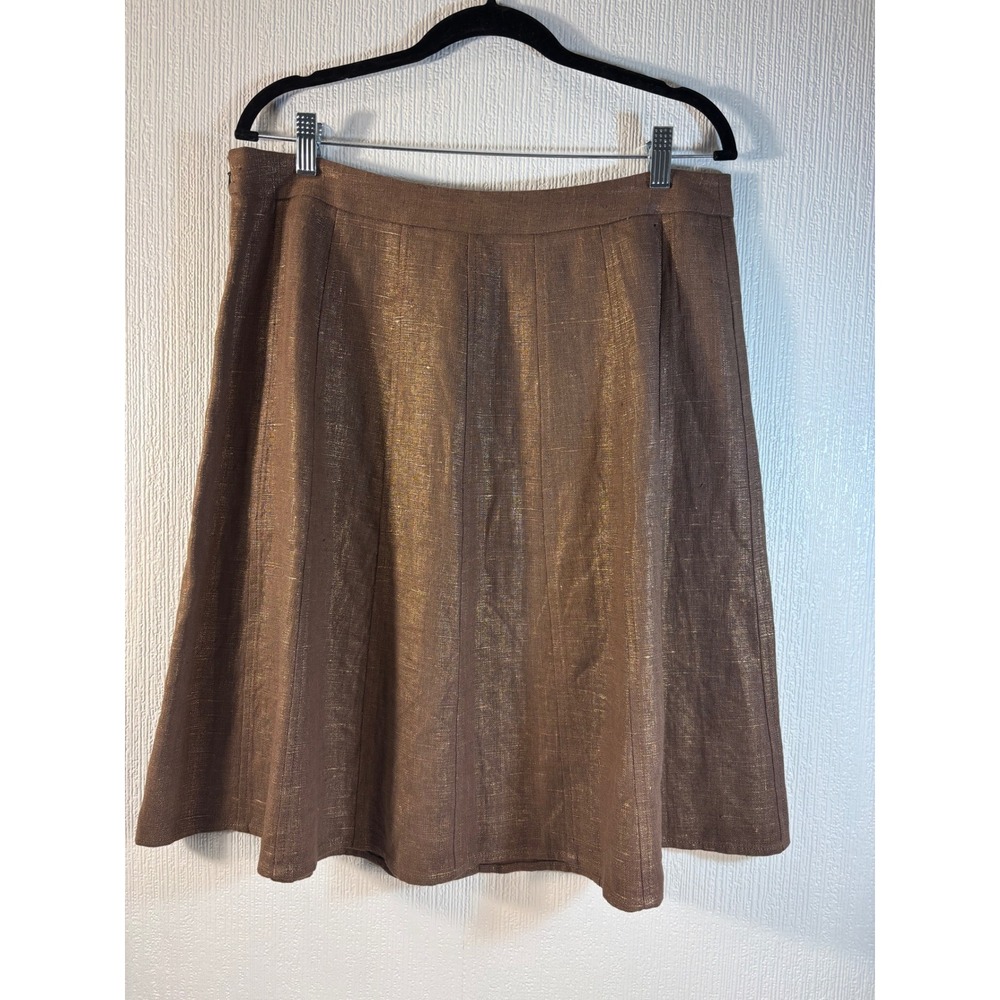 Dana Buchman !00% Linen Metallic Copper Chic Sheen Gorgeous Skirt
